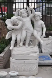 Outdoor Garden Stone Figure Statue Marble Baby Small Angel Sculpture
