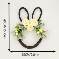 NOUVELLE ARRIVÉE Décoration murale lumineuse personnalisée en forme de lierre de Pâques avec fausses roses et feuilles de saule pour accrocher à la porte, accessoires d'intérieur pour Pâques