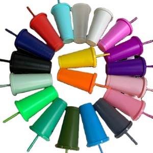 24oz Reusable Plastic Cup with Lid & Straw Colorful Bulk Party Cup Cold Drink Travel Tumbler for Iced Beverage
