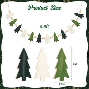 Guirlande décorative de Noël en bois avec perles, bannière de sapin de Noël - Product Image 2