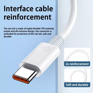 Chxdev สายชาร์จซูเปอร์1M USB C สำหรับโทรศัพท์มือถือสมาร์ทชาร์จเร็วสายข้อมูลสำหรับ Android iPhone TYPE-C USB 6A <span class=keywords><strong>ปัจจุบัน</strong></span> - Product Image 4