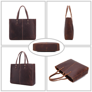 Borse a Spalla in Vera Pelle di Lusso per <span class=keywords><strong>Donna</strong></span>, Stile Vintage Fatto a Mano, Borse Tote in Pelle di Vacchetta per Laptop, <span class=keywords><strong>Moda</strong></span> 2025 - Product Image 6