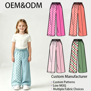 Pantaloni Larghi da <span class=keywords><strong>Bambina</strong></span> con Stampa a Contrasto, Vita Elastica e Tasche, Modello Asimmetrico, per Uso Quotidiano - Product Image 1
