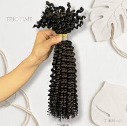 Extensions de cheveux humains 100% naturels vierges en vrac, bouclés Pixie, 12A, pré-séparées sans nœuds, pour crochet, épaisses, en lots - Product Image 5