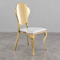 Chaise de banquet en acier inoxydable doré à dossier festonné, siège en PU, vente en gros pour mariages