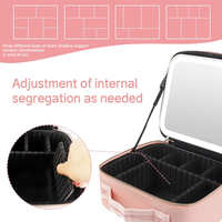 Sac de maquillage portable imperméable personnalisé, trousse à cosmétiques avec 3 lumières rechargeables, sac à cosmétiques imperméable avec miroir LED