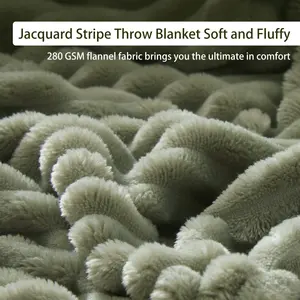 Wholesale Super Soft Custom Design Solid Color Home Decor Fluffy Plain Blank Striped Texture Flannel Fleece Throw Blanket