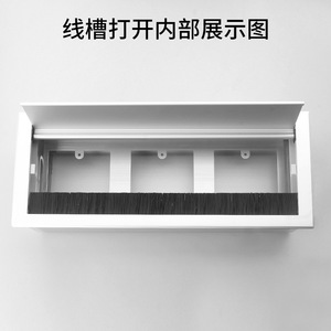 Boîte de gestion de câbles rectangulaire en alliage d'aluminium avec couvercle rabattable à brosse pour l'organisation des câbles sur le bureau - Product Image 4