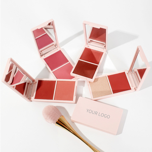 2 Colour Mặt Trang Điểm Eyeshadow Blush Palette Vegan Ép Bột Và Kem Biểu Tượng Tùy Chỉnh Màu Hồng Blush Palette - Product Image 1