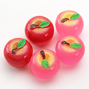 Miniaturas de Manzanas Luminosas en <span class=keywords><strong>Rosa</strong></span> y Rojo, Adornos de Comida en Miniatura, Frutas Navideñas para Manualidades, Accesorios para el Cabello con Pegamento en Crema - Product Image 1