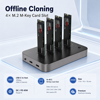 Docking Station SSD NVMe PCIe Gen3x4 M.2 4-Bay Offline Clone 20Gbps USB3.2 Gen2x2 Aluminium PD45W Maks 8TB M Key SSD