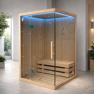 Sauna Tradicional de Vapor Seco para 2 Personas, de Madera Sólida de Hemlock Canadiense, Ecológica, Compacta, con Calentador Templado, <span class=keywords><strong>Precio</strong></span> de Fábrica - Product Image 1