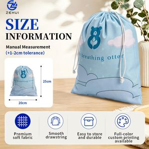 Sacs à cordon personnalisés ZEHUI, sacs de rangement anti-poussière en polyester pour chaussures et vêtements, impression de logo personnalisée sur soie - Product Image 2