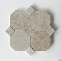 Carreaux de sol en pierre calcaire à texture naturelle Newstar pour villas, gîtes, intérieur et extérieur, mosaïque hexagonale en pierre calcaire