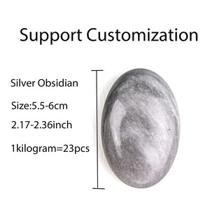 Piedra curativa espiritual de cristal natural al por mayor, piedra de <span class=keywords><strong>Palma</strong></span> de obsidiana de plata para equilibrio energético - Product Image 3