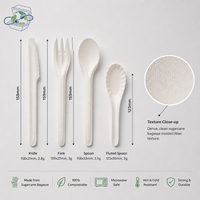 Vente directe usine – Ensemble de couverts jetables robustes et compostables en bagasse de canne à sucre (couteau, fourchette, cuillère) pour compagnies aériennes
