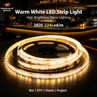Bande LED flexible haute luminosité DC24V 224LEDs/m SMD2835, température de couleur 3000K-6000K, éclairage paysager à corps en cuivre.