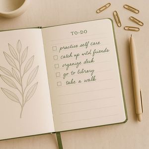 Olive Green Notebook Gift Set Debossed Leaf Design Minimalist PU Leather Journal and Beige <b>Pen</b> in Gift Box - Product Image 5