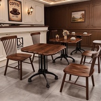 Ensemble table et chaises de style chinois classique en bois massif vintage industriel américain pour restaurant, bistro, hôtel