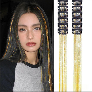 Lot de 12 extensions capillaires synthétiques pré-collées, mèches holographiques métalliques arc-en-ciel, résistantes à la chaleur, pour perruque, présentées en coffret cadeau - Product Image 3