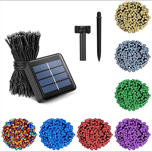 Solar Waterproof LED Light Strings for Patio Garden Party Decor 5M 10M 20M 30M 50M 100M Festoon Fairy String Lighting