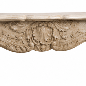 Traditional Marble <b>Fireplace</b> Mantel With Ornate Carving Classic Cream Beige marble Stone Indoor Wood Burning Hearth For Dining R - Product Image 3