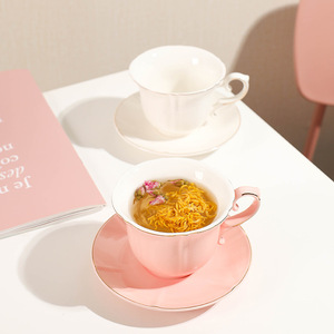 Elegant Ceramic Coffee Cup And Saucer <b>Set</b> With Stand For <b>Afternoon</b> <b>Tea</b> European Style Solid Color Round Handle Design - Product Image 4