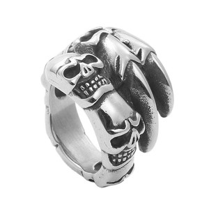 <b>Skull</b> Claw <b>Ring</b> Men's Stainless Steel Retro Punk Style Silver Jewelry Gift 260101 - Product Image 1