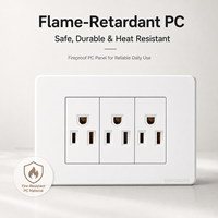 Prise murale américaine standard à 3 prises 10A avec USB Type-C à charge rapide, panneau PC, prise électrique personnalisée, directement de l'usine