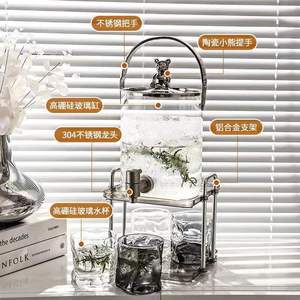 Bouilloire froide en verre avec seau de luxe léger de qualité alimentaire et ensemble de seaux à robinet bouilloire de refroidissement domestique de grande capacité - Product Image 3