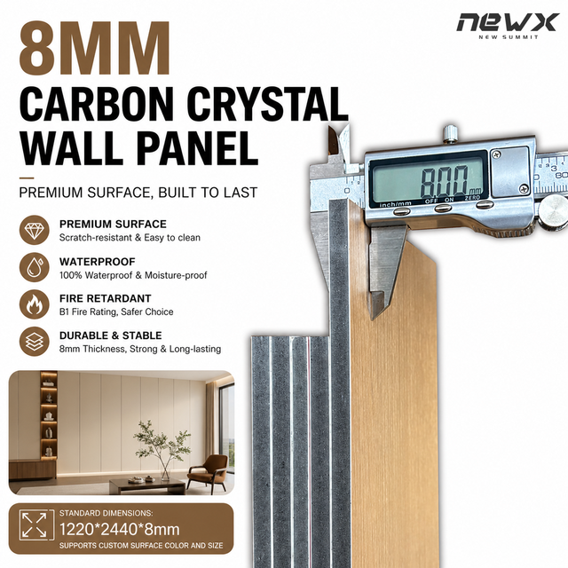 Wholesale Eco-friendly Waterproof Interior Project Wall Panel High Density 8mm Carbon Crystal Cladding for Commercial Building