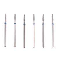 Ensemble de 6 embouts de ponçage coniques en diamant et acier inoxydable à 5 grains pour cuticules, outils professionnels de préparation des ongles pour nettoyer les cuticules