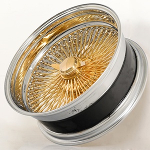 Rueda de alambre Mforegd personalizada de 20, 22, <span class=keywords><strong>24</strong></span>, 26 pulgadas, centro dorado estándar, recta, con <span class=keywords><strong>72</strong></span>, 100, 150 radios, tipo Knock-Off para vehículos clásicos. - Product Image 5