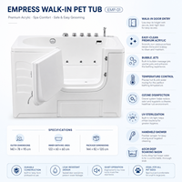 Baignoire pour chien chauffée à jets d'eau pour hydro-massage apaisant et relaxation profonde