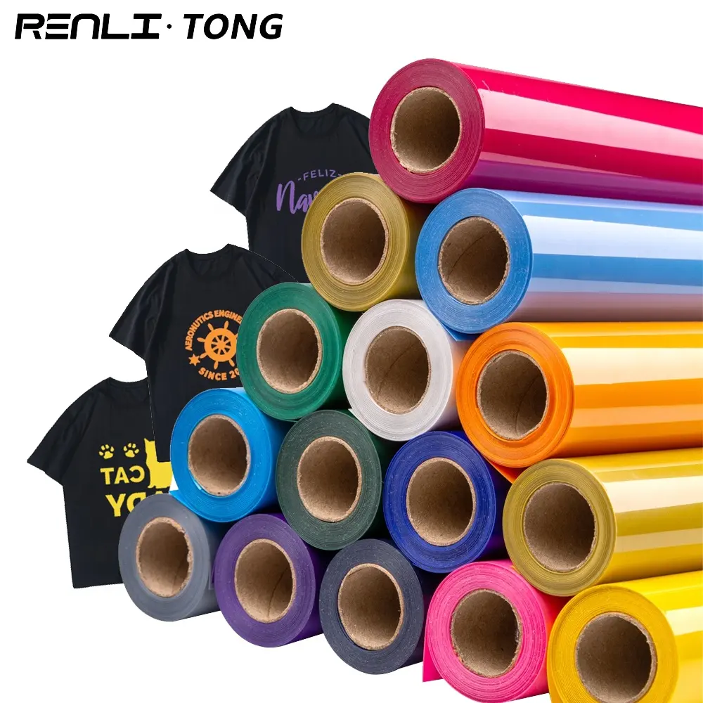 Renlitong PVC htv העברת חום סיטונאי pvc מט ללא דביק חום העברה ויניל לחמניות עבור t חולצות ברזל על ויניל