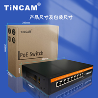 Conmutador PoE Pasivo No Estándar TiNCAM 6+2ch Sin Administración, Extensión VLAN a 250 Metros, 8 Puertos 10/100Mbps para Sistemas de CCTV e Intercomunicación