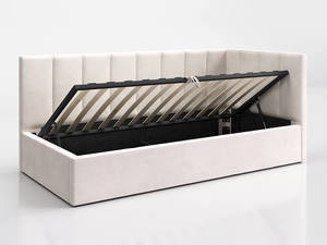 Lit de repos individuel Tom rembourré (90x200) avec rangement <span class=keywords><strong>et</strong></span> <span class=keywords><strong>sommier</strong></span> à lattes - Product Image 1