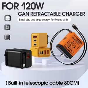 Chargeur portable F3 GaN 120W UE US UK à charge rapide avec câble Type-C rétractable pour <span class=keywords><strong>iPhone</strong></span> 17 Air 16 15 14 Pro - Product Image 2
