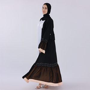 Dropshipping Loriya Nouvelle Abaya Duba Robe pour femmes musulmanes Robe à volants avec strass Vêtements islamiques Abaya noire ouverte Robe modeste - Product Image 6