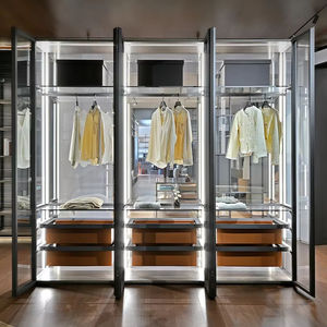 ตู้เสื้อผ้าอลูมิเนียมกระจกแบบกำหนดเองพร้อมไฟ LED สำหรับโครงการห้องพักโรงแรม |   ตู้กระจกนิรภัยสำหรับผู้รับเหมาอุปกรณ์และงานตกแต่งโรงแรม - Product Image 3