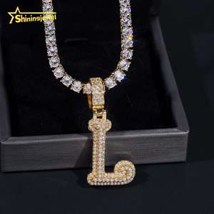 Nouvelle lettre initiale <span class=keywords><strong>L</strong></span> Moissanite <span class=keywords><strong>pendentif</strong></span> en argent Sterling 925 Hip Hop bijoux personnalisé hommes glacé nom Moissanite <span class=keywords><strong>pendentif</strong></span> - Product Image 4