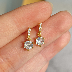Rakol EP6050 Wholesale 3A Cubic Zirconia Dangle <b>Stud</b> Earrings High Quality Silver Jewelry for Women - Product Image 2