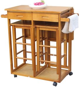 Combohome mutfak ada market arabası katlanır yemek sepeti tekerlekler kat masa ve <span class=keywords><strong>2</strong></span> kare tabureler ile sandalye seti - Product Image 1