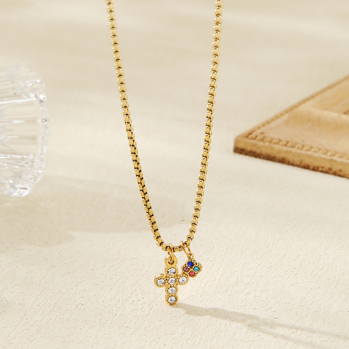 Cross Necklace Colored Zircon
