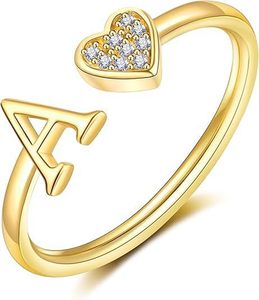 Women <strong>Teen</strong> Initial Birthstone <strong>Rings</strong> 14K Gold Plated Stackable Dainty Cubic Zirconia Adjustable Size 5-10 Christmas Birthday - Product Image 1