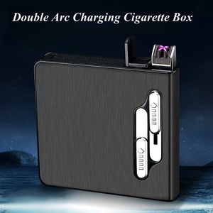 Vente chaude Classique Personnalisé Double Arc <span class=keywords><strong>Chrome</strong></span> Plaqué Étui À Cigarettes ABS Portable Automatique <span class=keywords><strong>Bombe</strong></span> Briquet Coupe-Vent Étanche - Product Image 5
