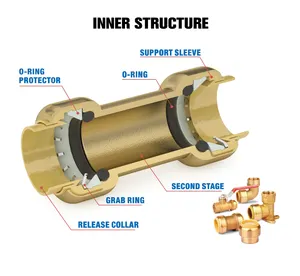 Hailiang Brass Push Fit Fittings 1/2 Inch Quick Connect Fittings Push In Fitting For Pex Al Water Pipe