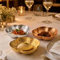 Plat de service décoratif en acier inoxydable martelé en forme de nuage, pour tapas, or, argent, cuivre, pour hôtels et restaurants (vente en gros)