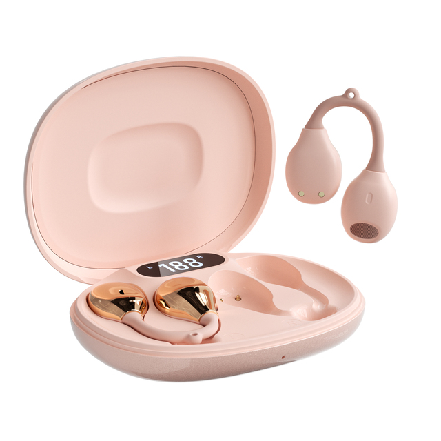 New Luxury Jewelry Waterproof Ear Clip Wireless Earbuds Open Ear LED Digital Display Touch Control for 6.0 ENC Noise