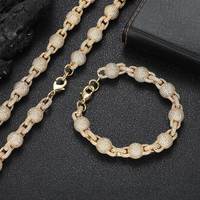 Collier chaîne à maillons cubains Hop 10,5 mm avec croix et perles bulles, entièrement serti de zircone cubique (CZ), unisexe, bijoux en gros